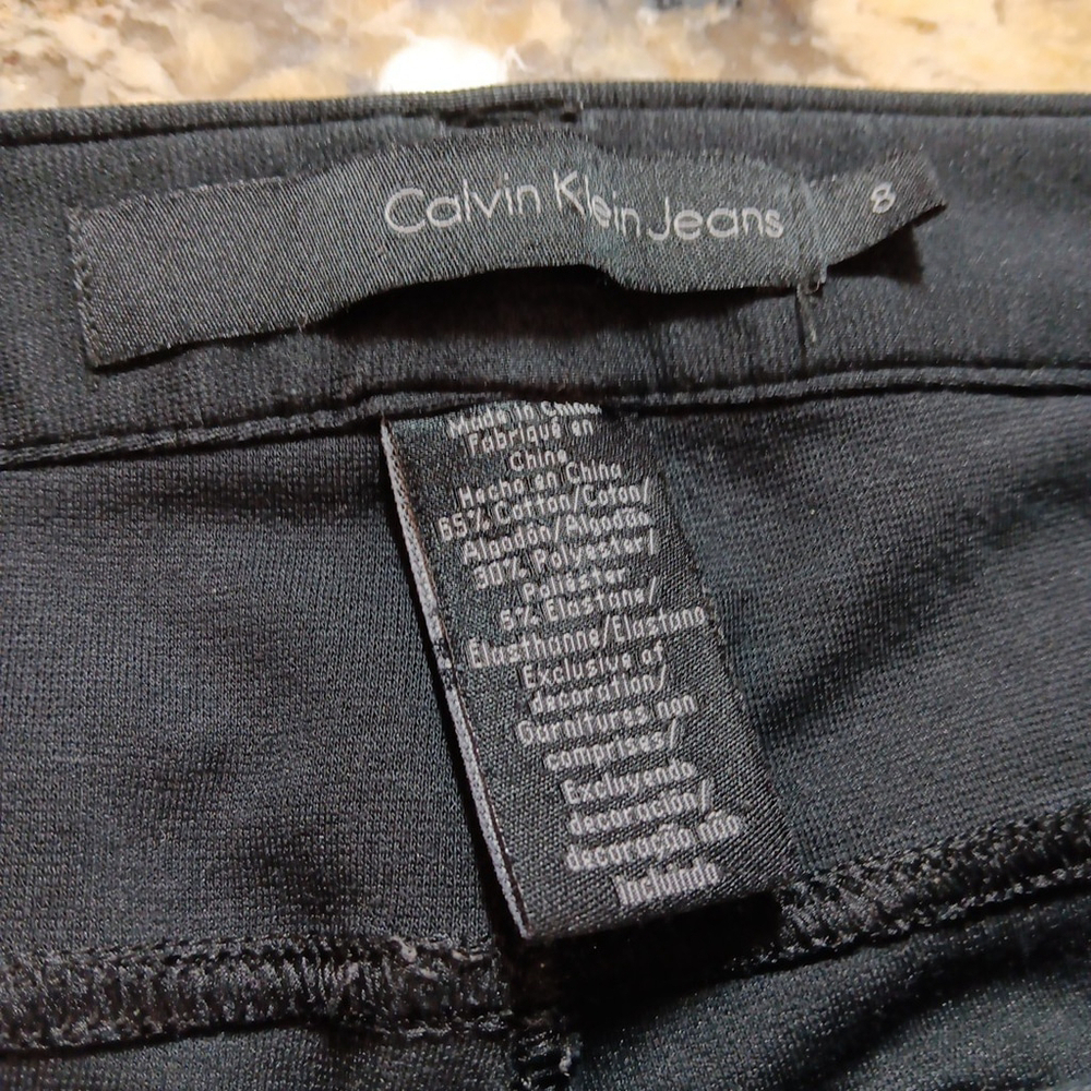 Size 8 X 27 Calvin Klein Jeggings Black Stretchy Womens Hemmed - Picture 3 of 12
